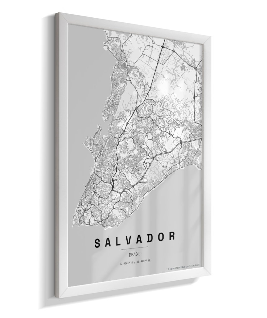 Quadro Mapa de Salvador - Vertical