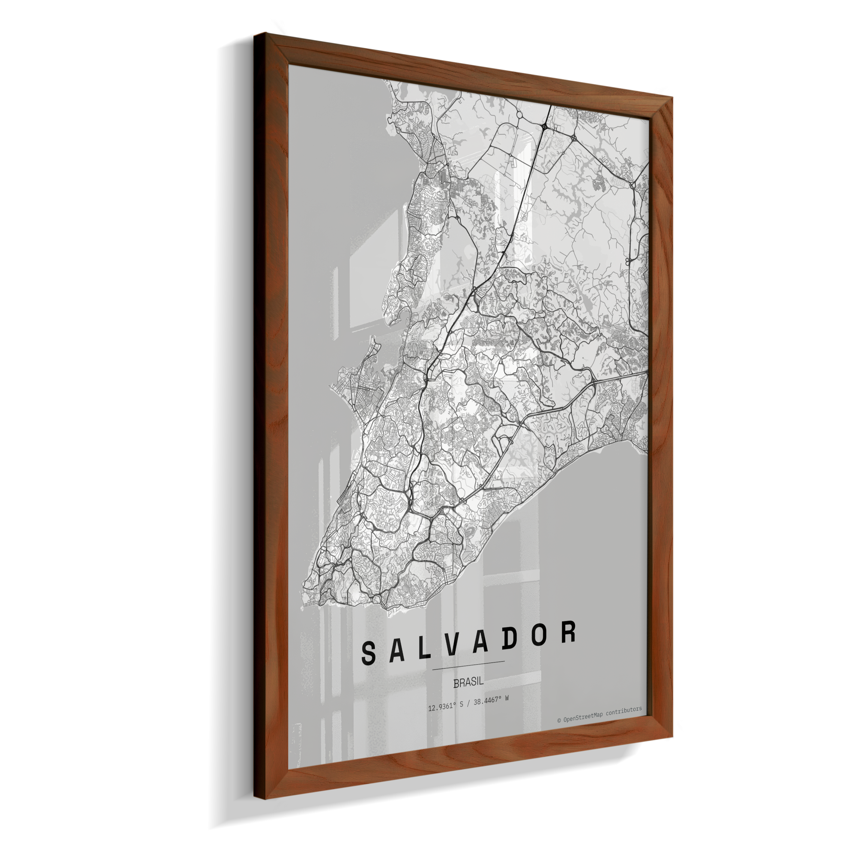 Quadro Mapa de Salvador - Vertical