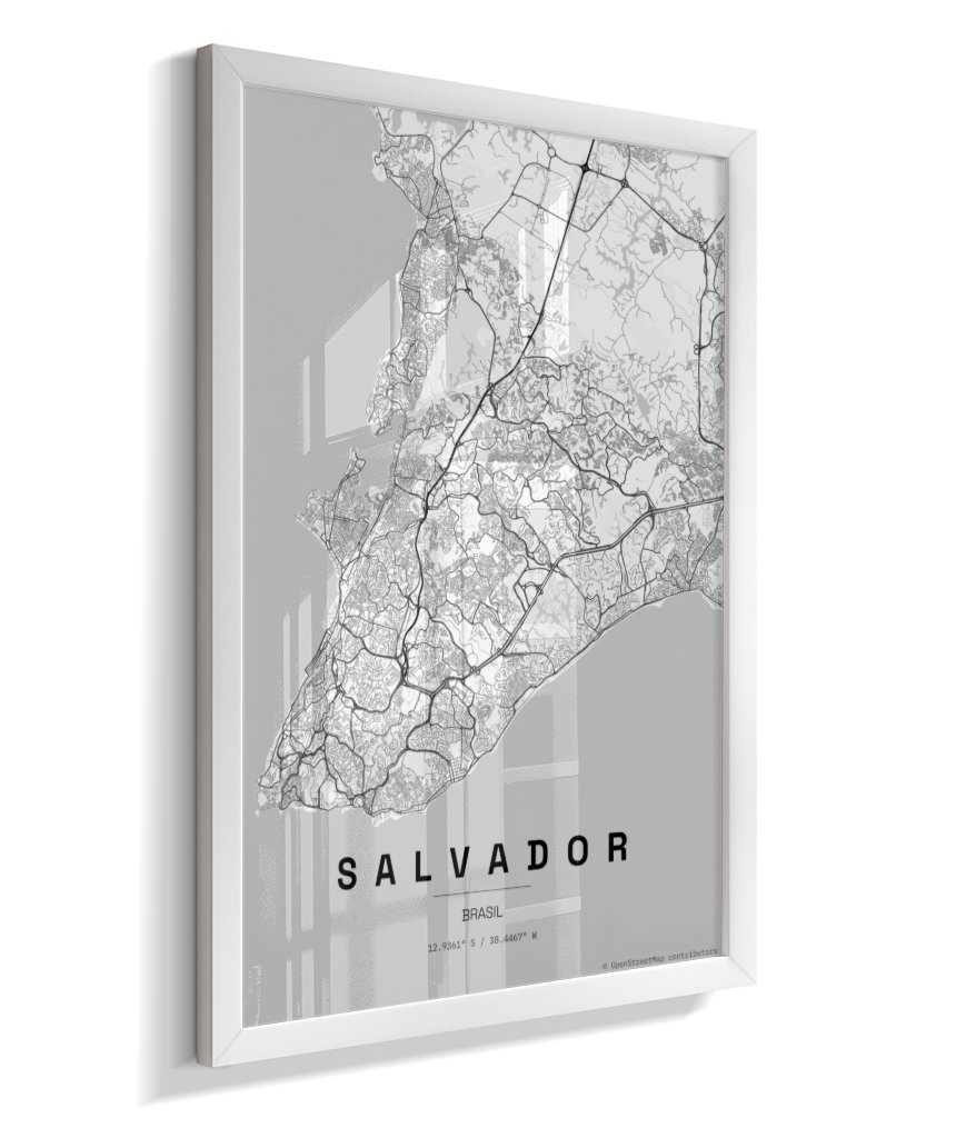 Quadro Mapa de Salvador - Vertical