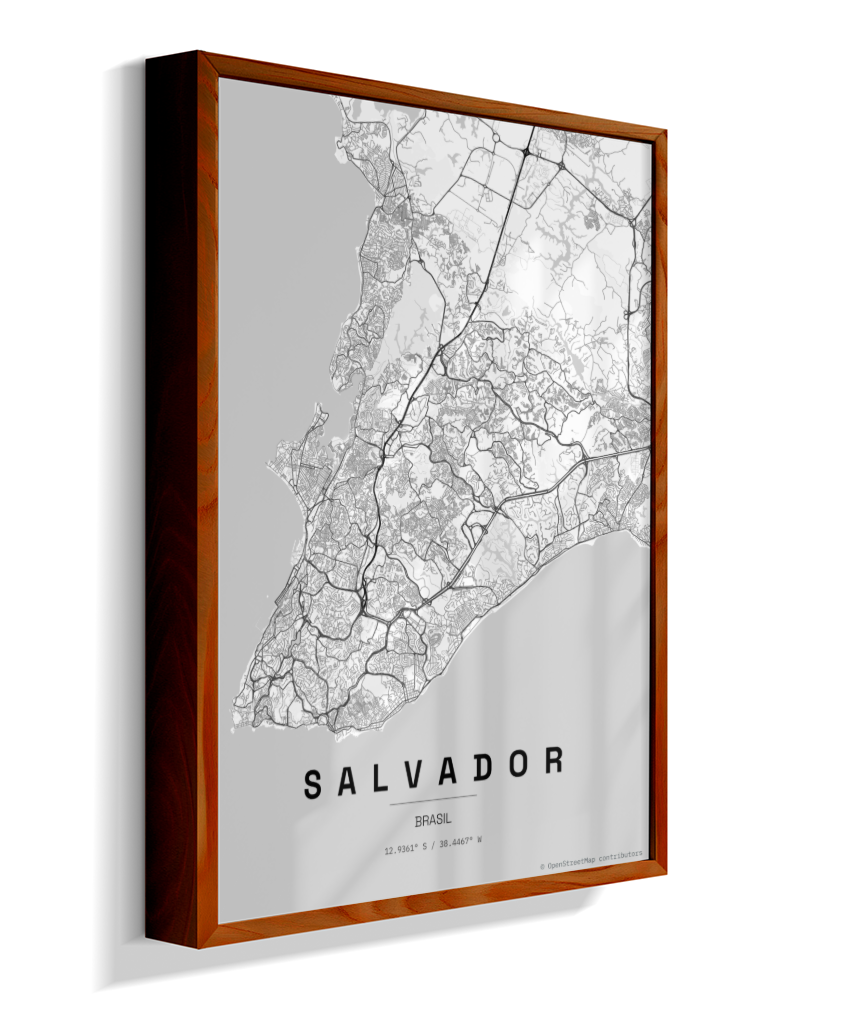 Quadro Mapa de Salvador - Vertical