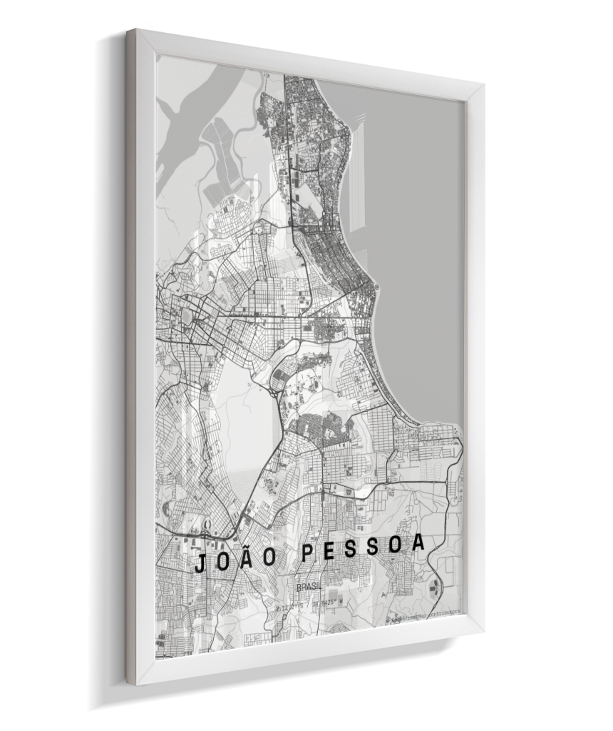 Quadro Mapa de João Pessoa - Vertical