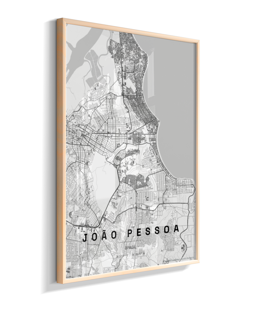 Quadro Mapa de João Pessoa - Vertical