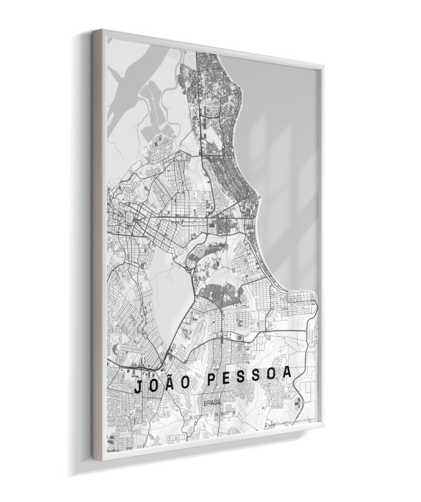 Quadro Mapa de João Pessoa - Vertical