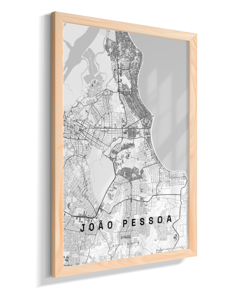 Quadro Mapa de João Pessoa - Vertical