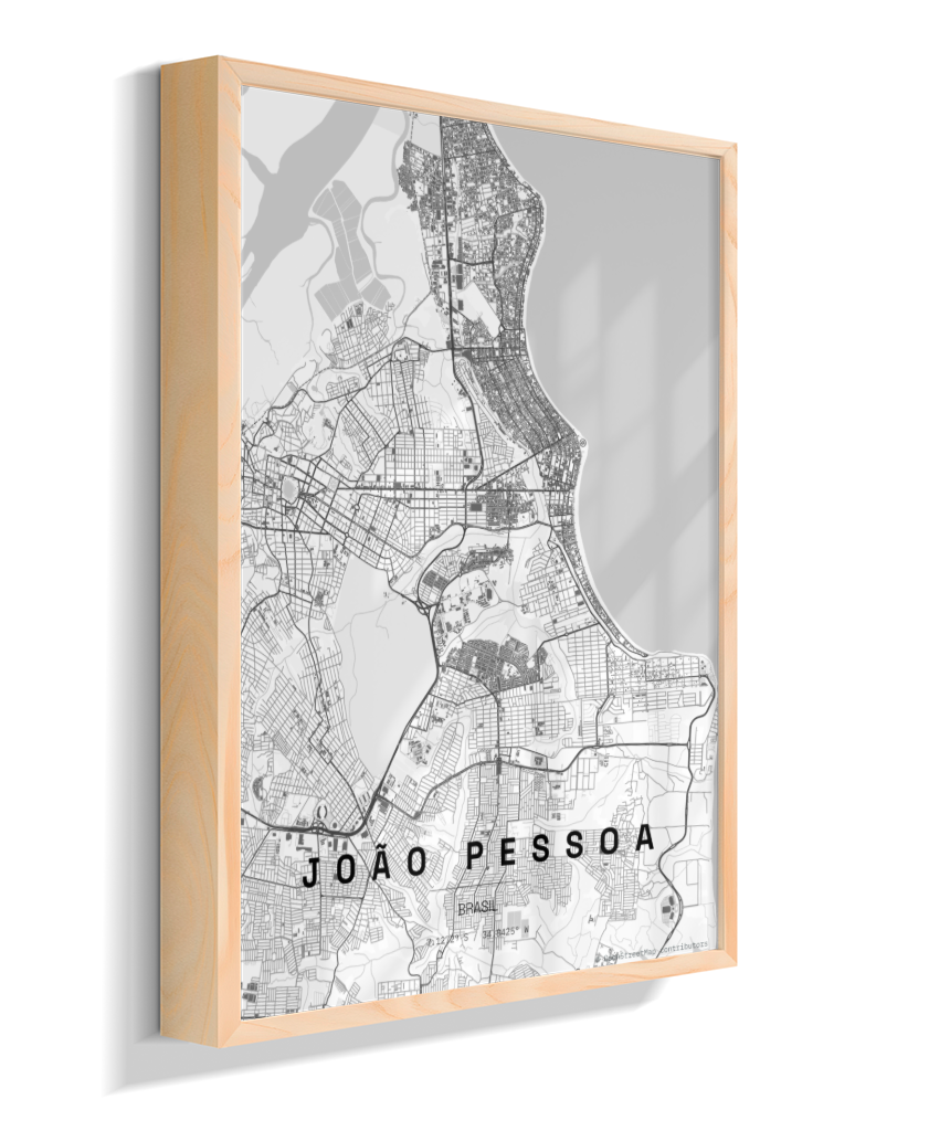 Quadro Mapa de João Pessoa - Vertical