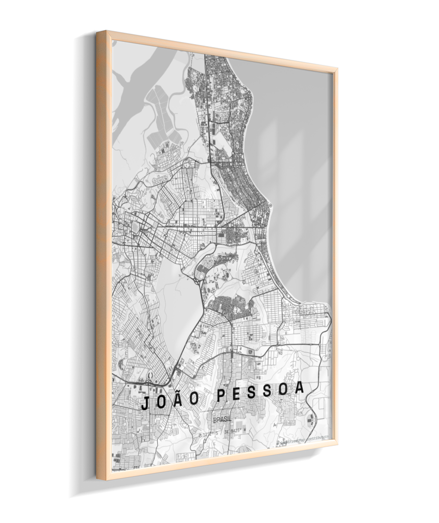 Quadro Mapa de João Pessoa - Vertical