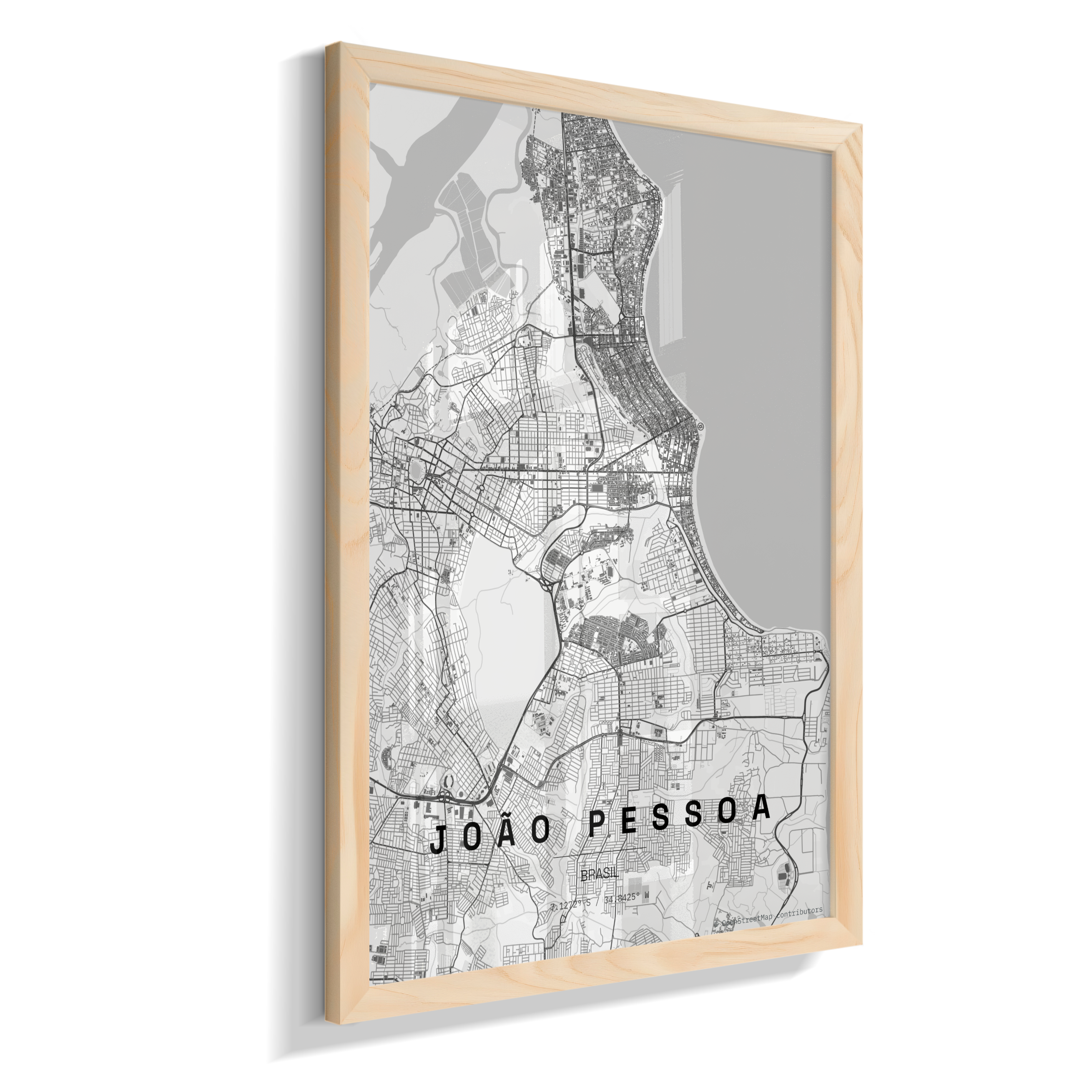 Quadro Mapa de João Pessoa - Vertical
