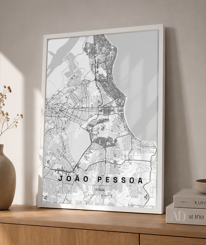Quadro Mapa de João Pessoa - Vertical