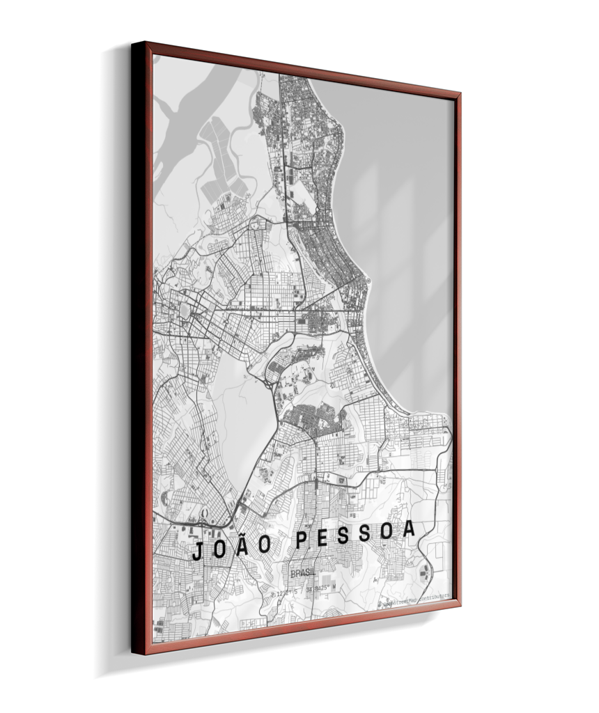 Quadro Mapa de João Pessoa - Vertical