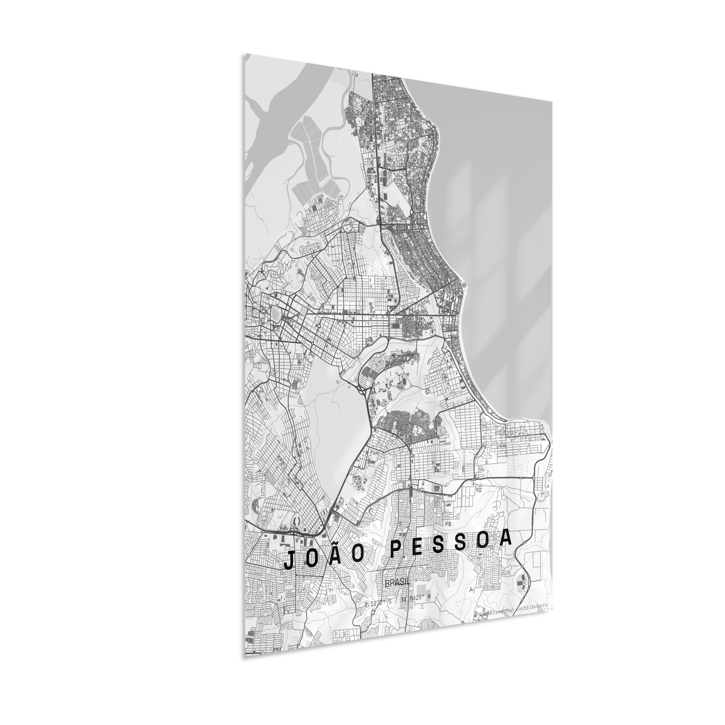 Quadro Mapa de João Pessoa - Vertical