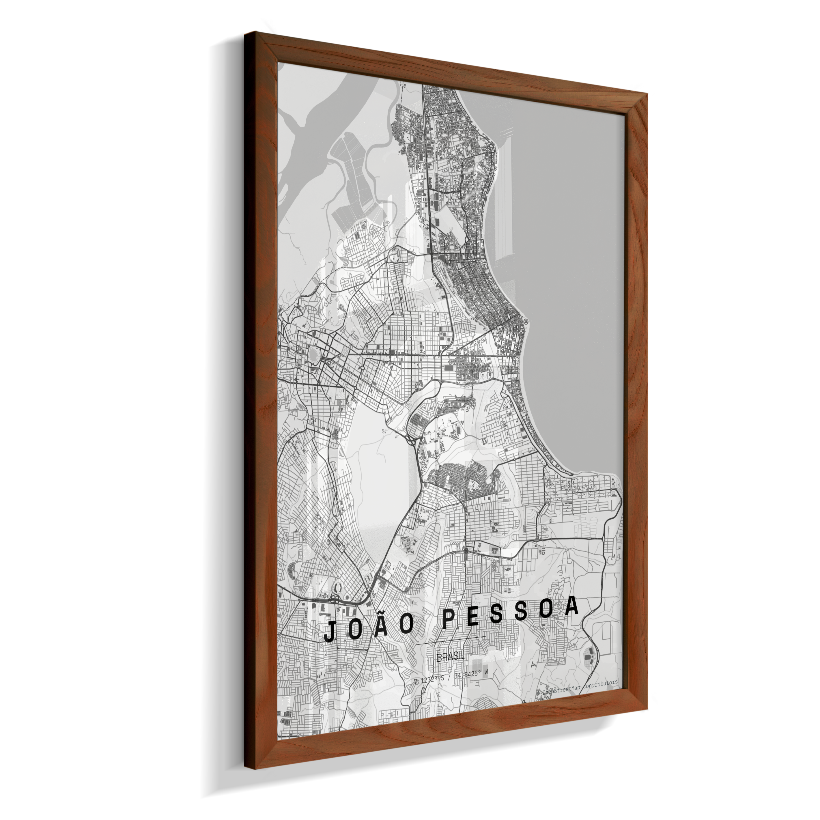 Quadro Mapa de João Pessoa - Vertical
