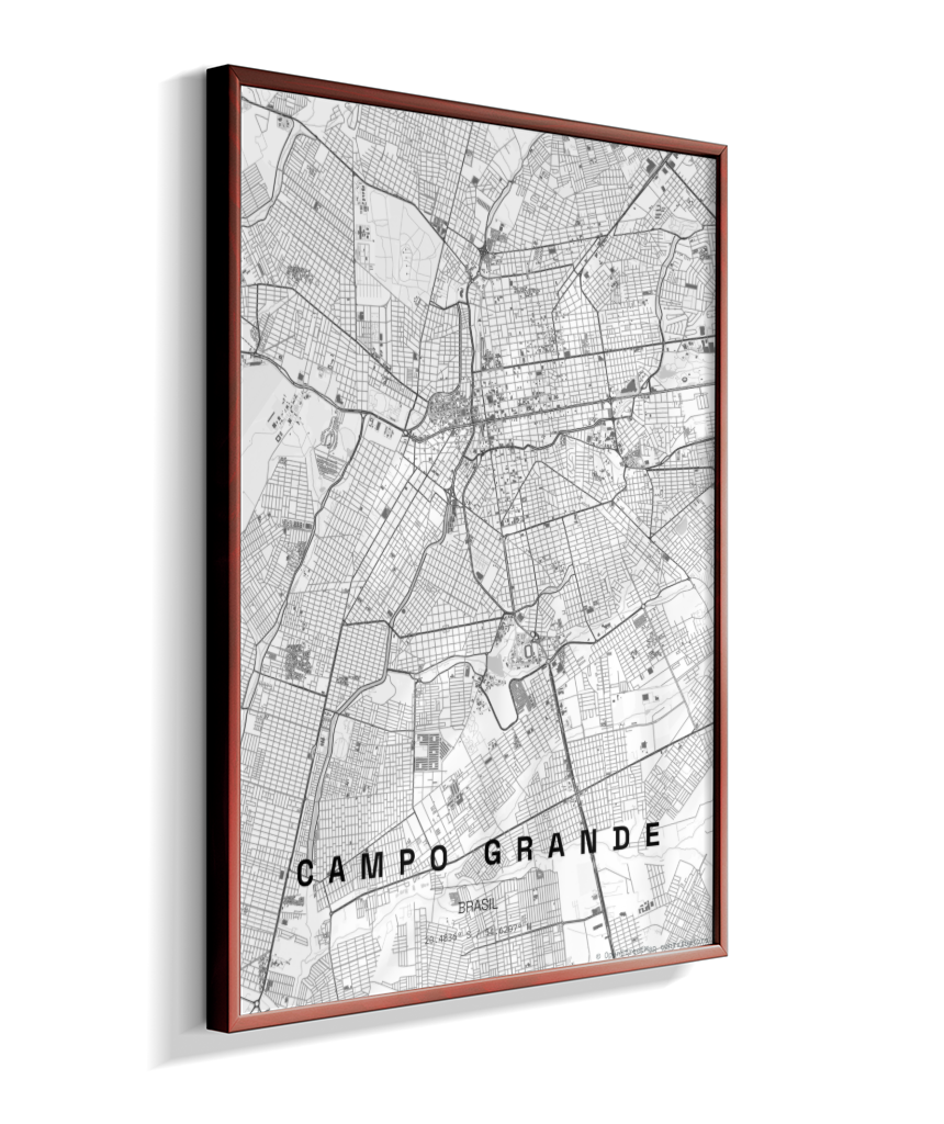 Quadro Vertical Mapa de Campo Grande