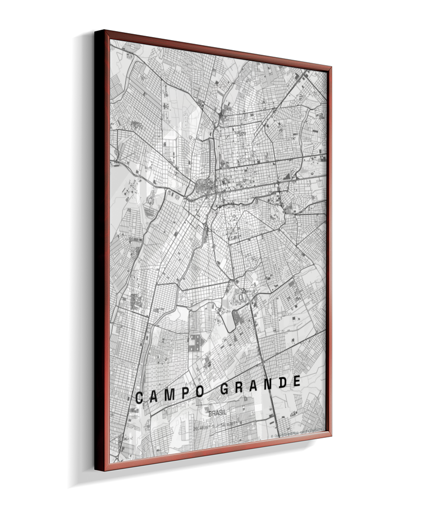 Quadro Vertical Mapa de Campo Grande