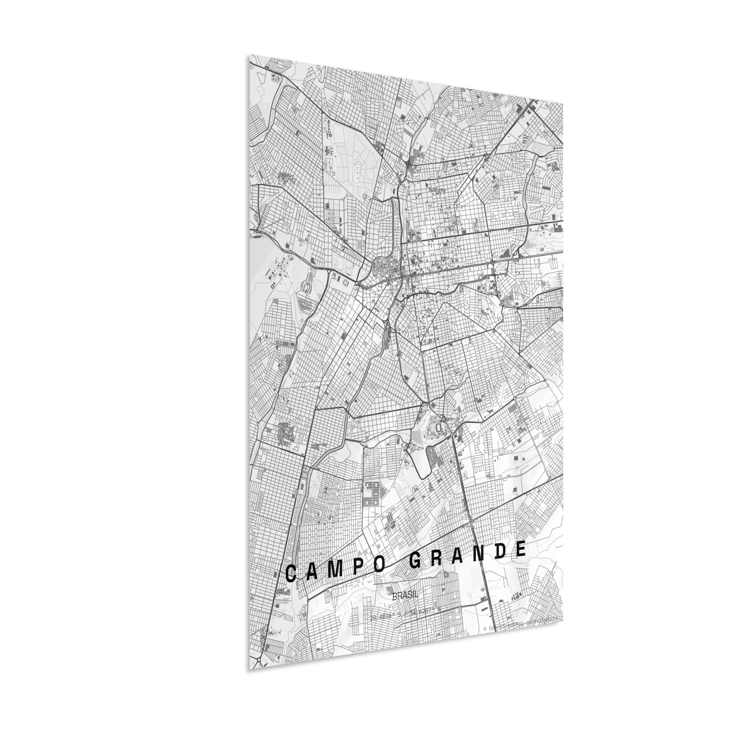 Quadro Vertical Mapa de Campo Grande