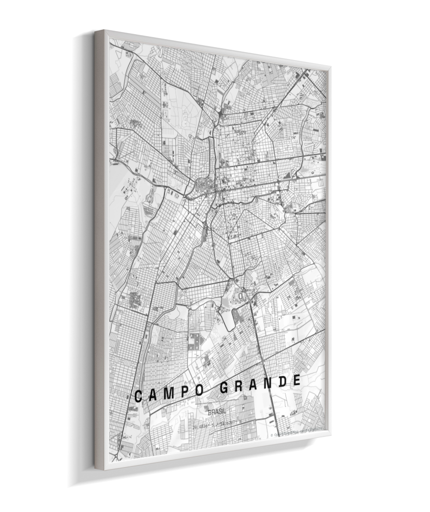 Quadro Vertical Mapa de Campo Grande