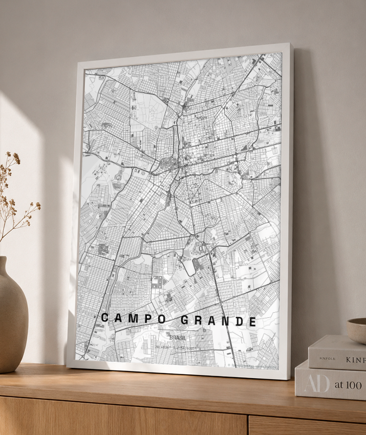 Quadro Vertical Mapa de Campo Grande