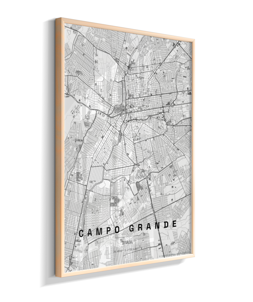 Quadro Vertical Mapa de Campo Grande