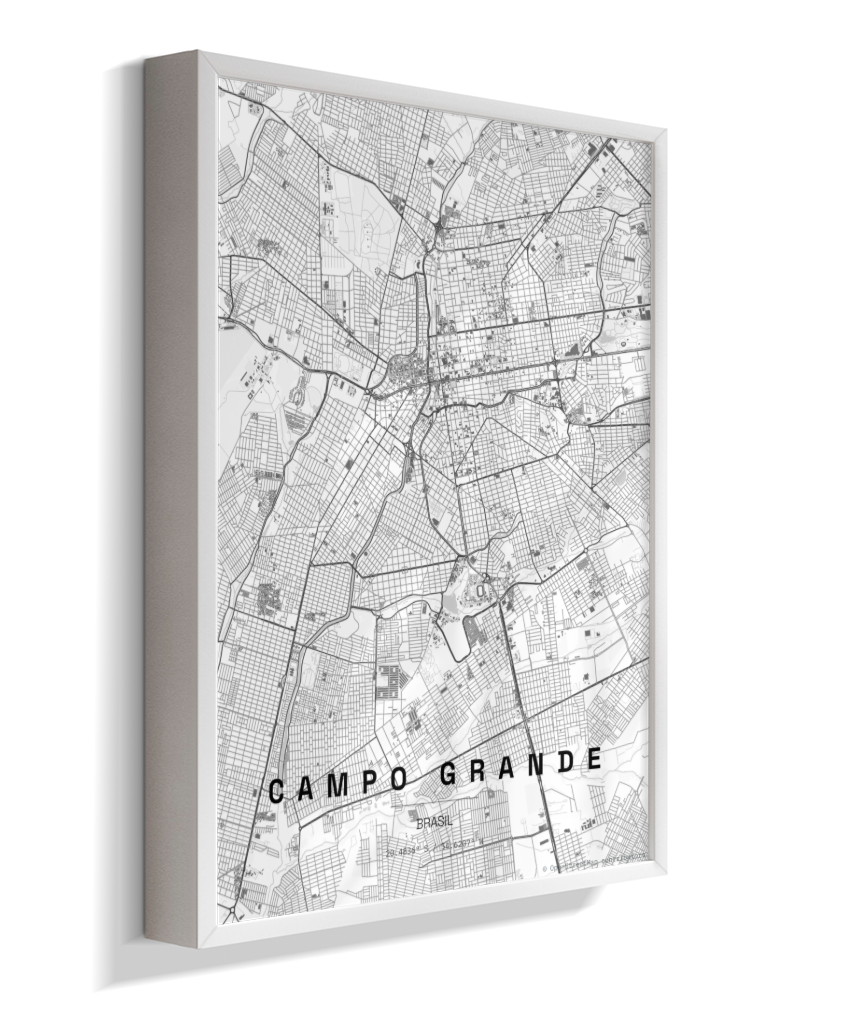 Quadro Vertical Mapa de Campo Grande
