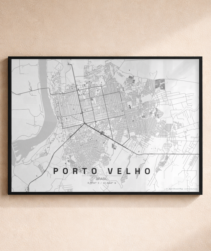 Quadro Mapa de Porto Velho - Horizontal