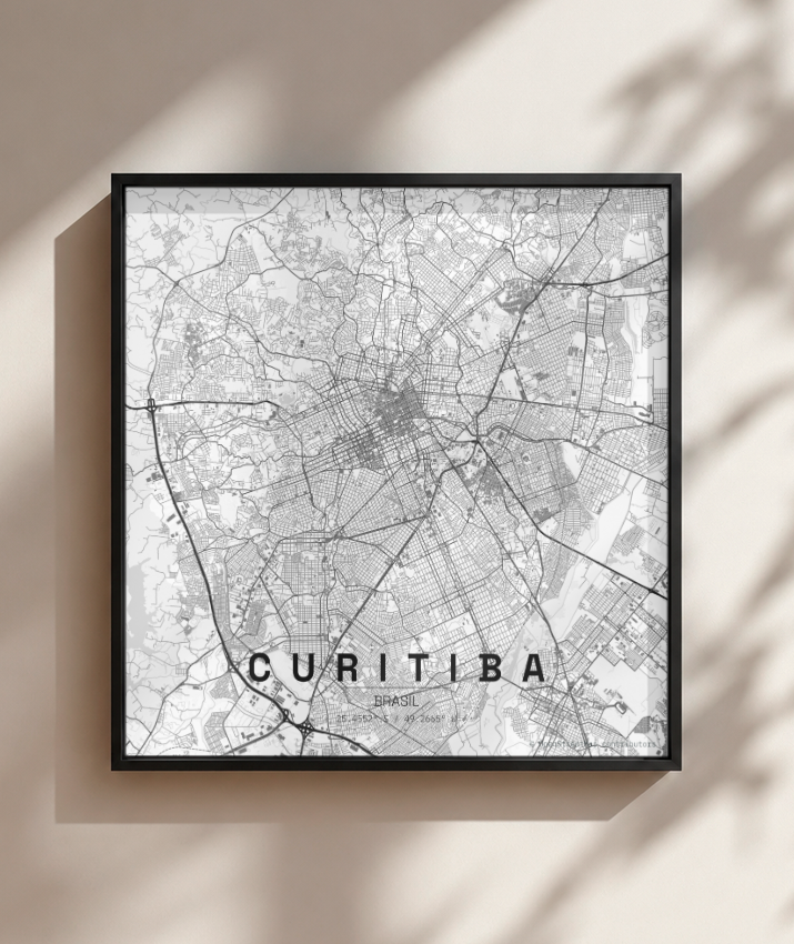 Quadro Quadrado Mapa de Curitiba