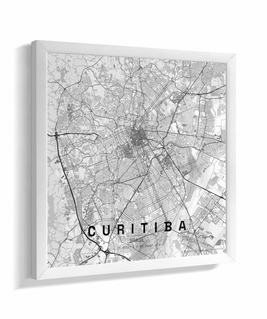 Quadro Quadrado Mapa de Curitiba