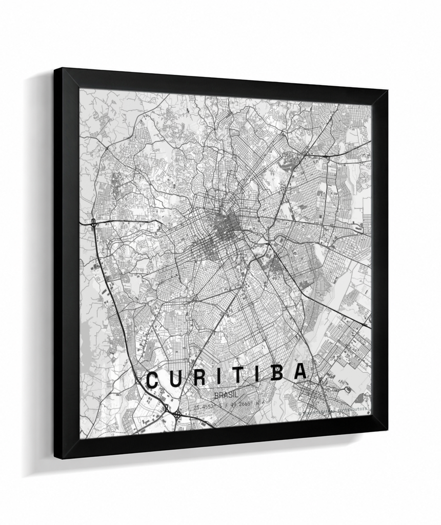 Quadro Quadrado Mapa de Curitiba