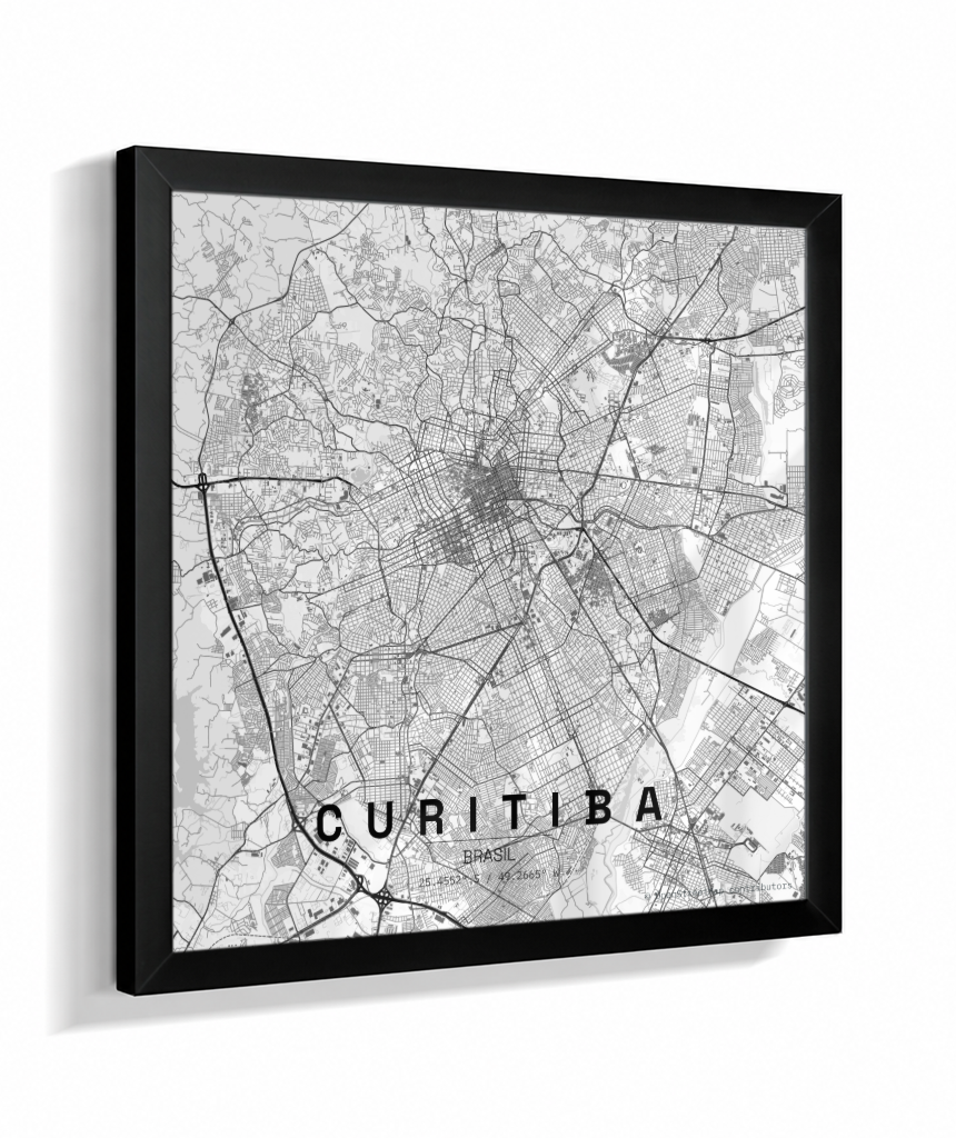 Quadro Quadrado Mapa de Curitiba