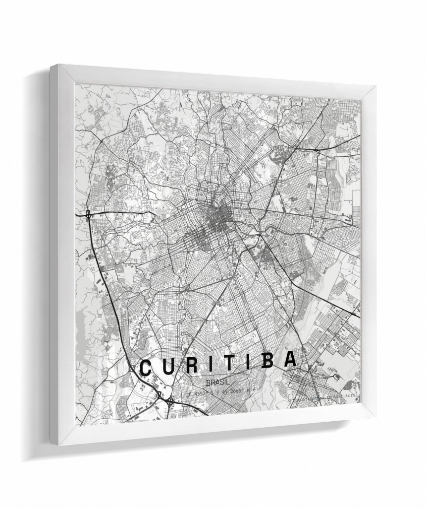 Quadro Quadrado Mapa de Curitiba