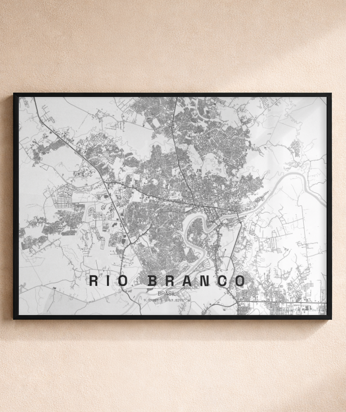 Quadro Mapa de Rio Branco - Horizontal