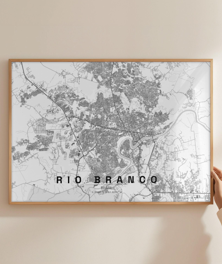 Quadro Mapa de Rio Branco - Horizontal