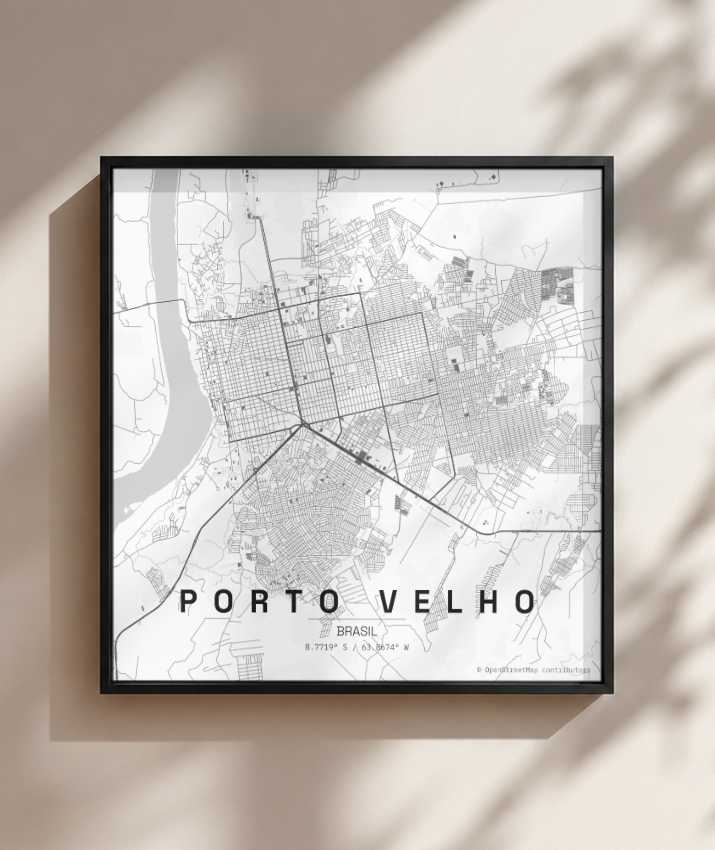 Quadro Mapa de Porto Velho - Quadrado