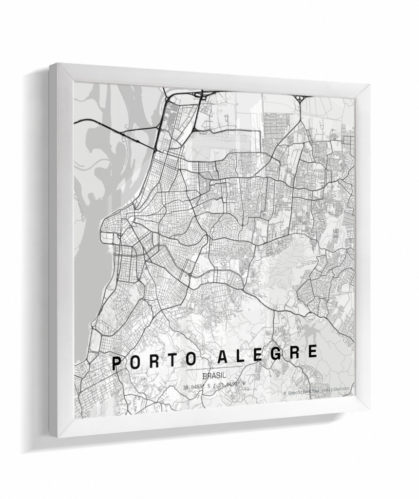 Quadro Quadrado Mapa de Porto Alegre