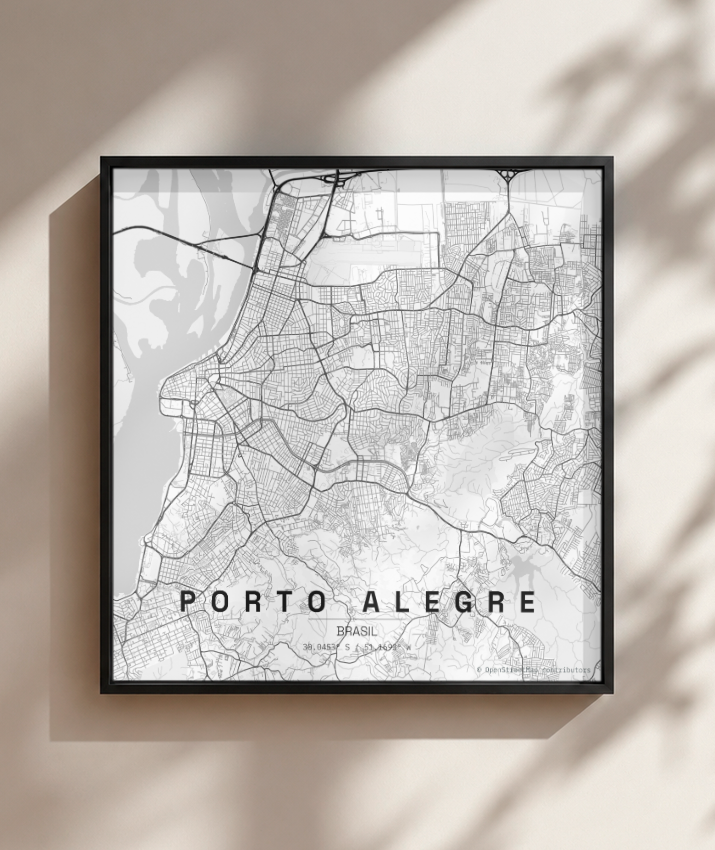 Quadro Quadrado Mapa de Porto Alegre
