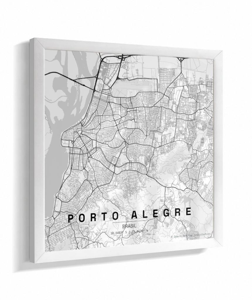 Quadro Quadrado Mapa de Porto Alegre
