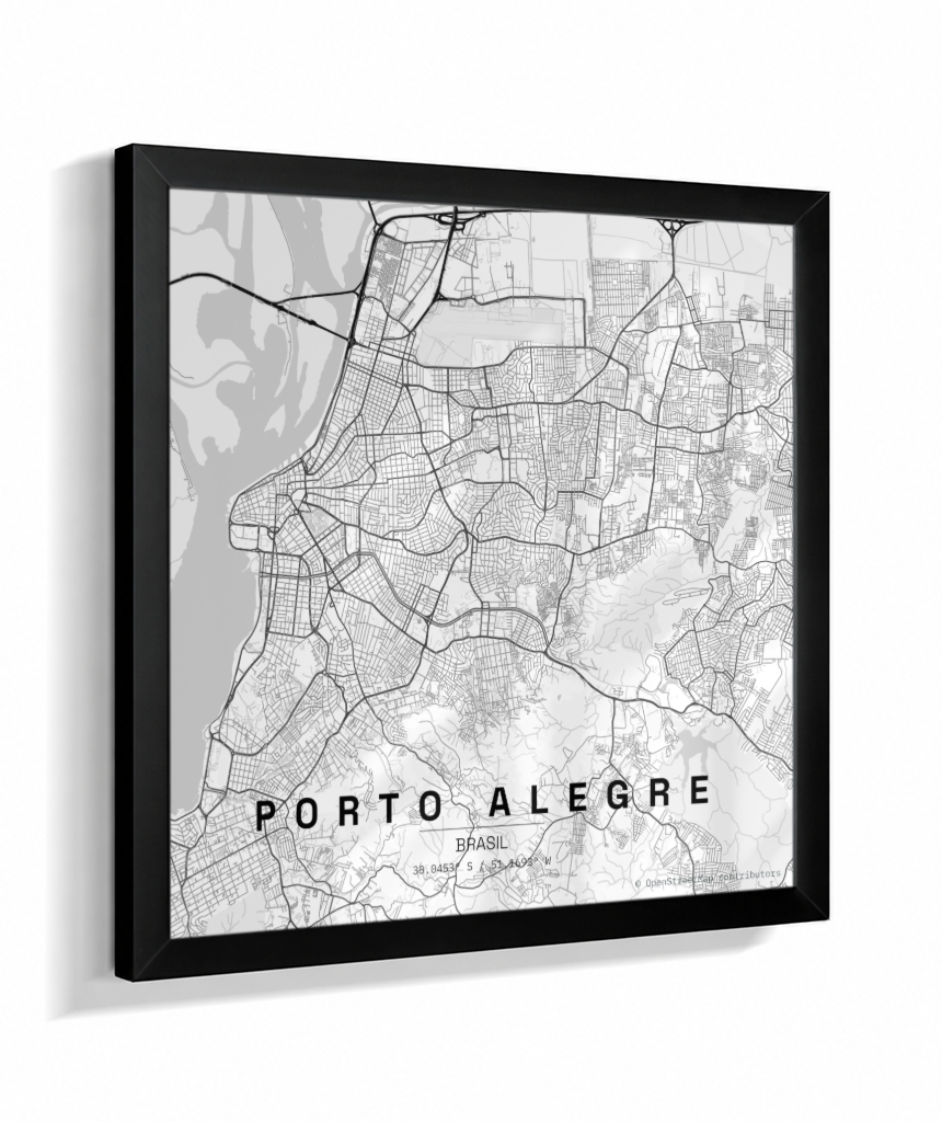 Quadro Quadrado Mapa de Porto Alegre