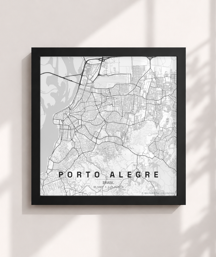 Quadro Quadrado Mapa de Porto Alegre