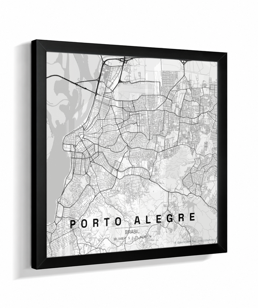 Quadro Quadrado Mapa de Porto Alegre