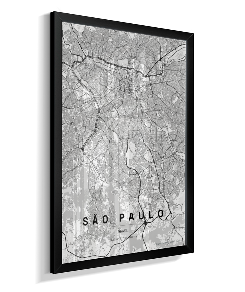 Quadro Mapa de São Paulo - Vertical