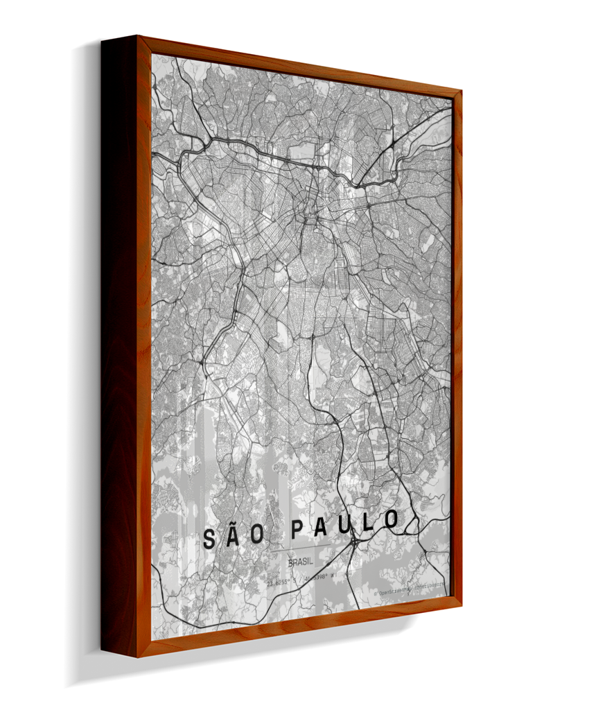 Quadro Mapa de São Paulo - Vertical