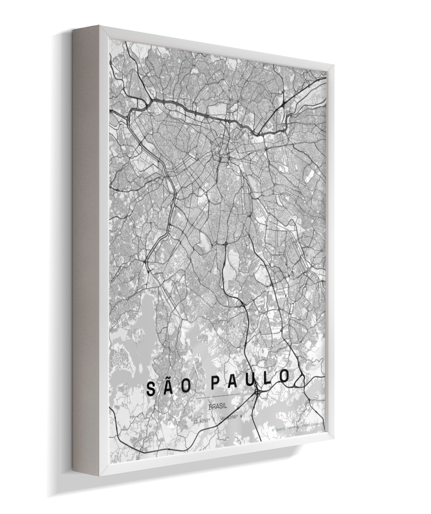 Quadro Mapa de São Paulo - Vertical