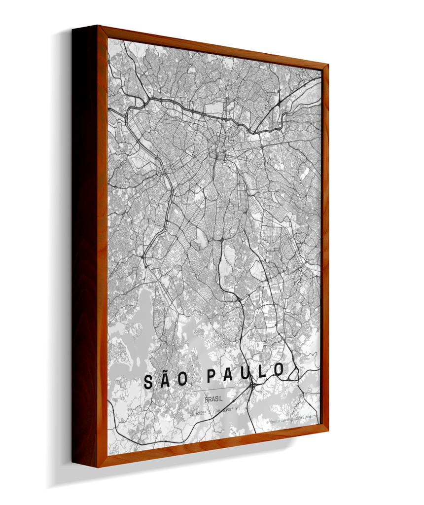 Quadro Mapa de São Paulo - Vertical