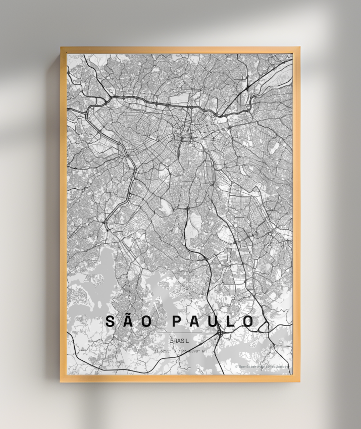 Quadro Vertical Mapa de São Paulo