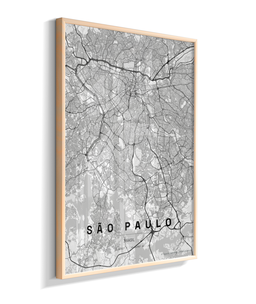 Quadro Mapa de São Paulo - Vertical
