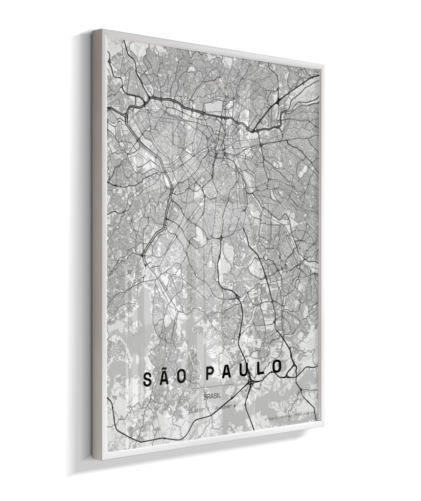 Quadro Mapa de São Paulo - Vertical