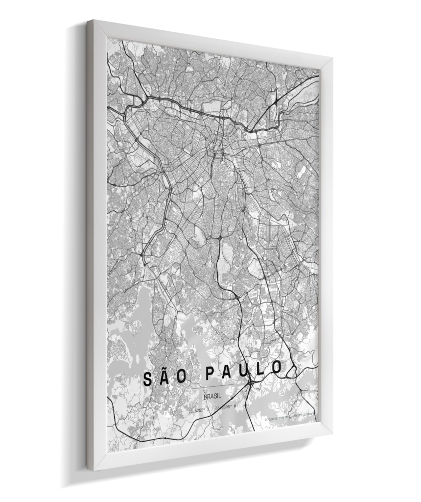 Quadro Mapa de São Paulo - Vertical