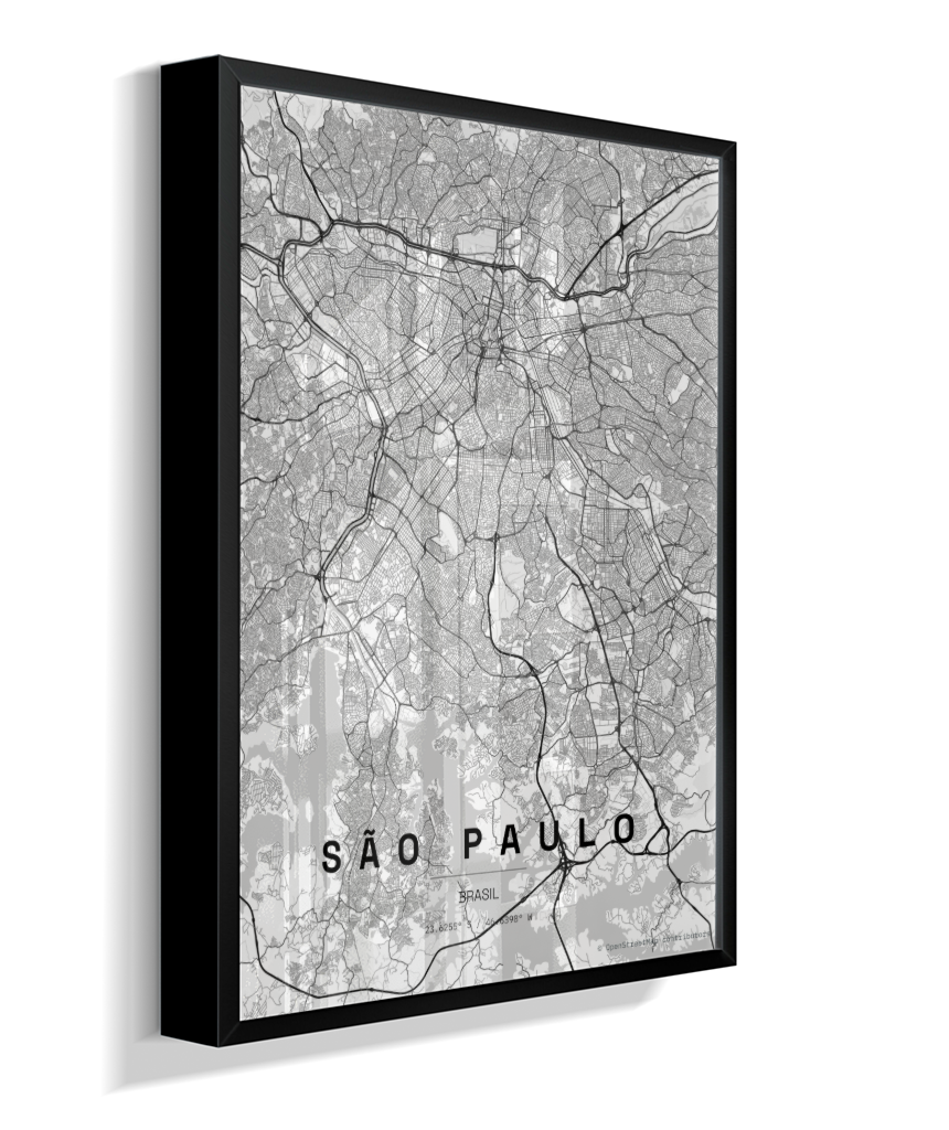 Quadro Mapa de São Paulo - Vertical