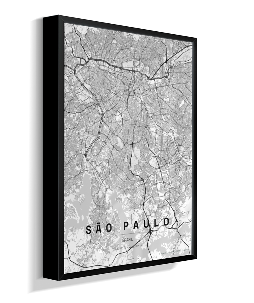 Quadro Mapa de São Paulo - Vertical
