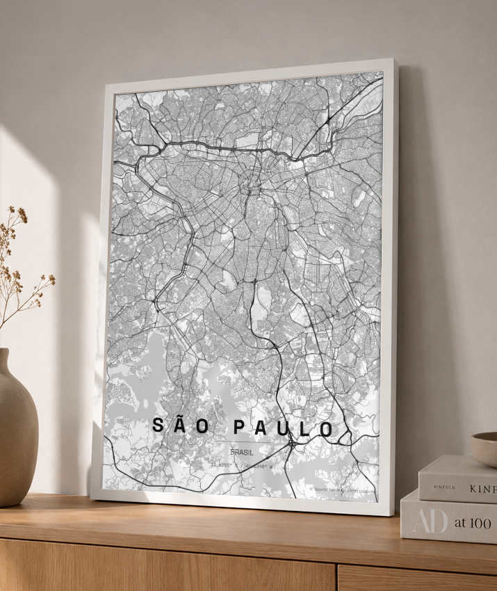 Quadro Mapa de São Paulo - Vertical