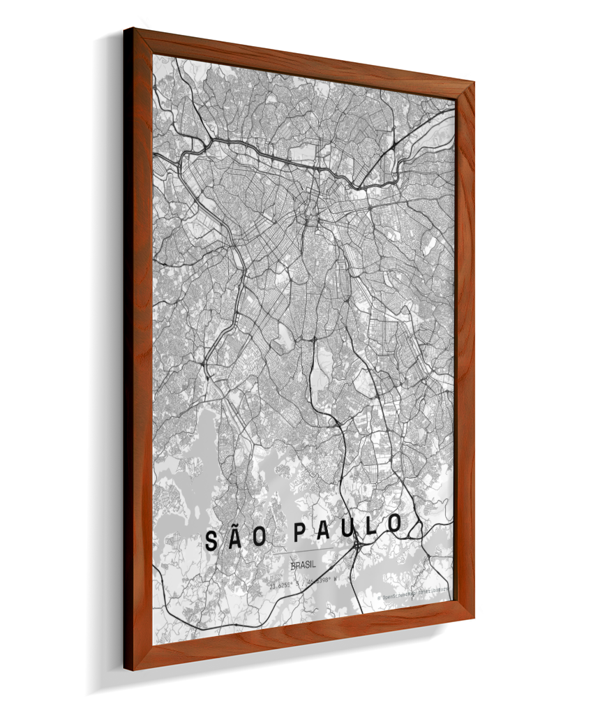 Quadro Mapa de São Paulo - Vertical