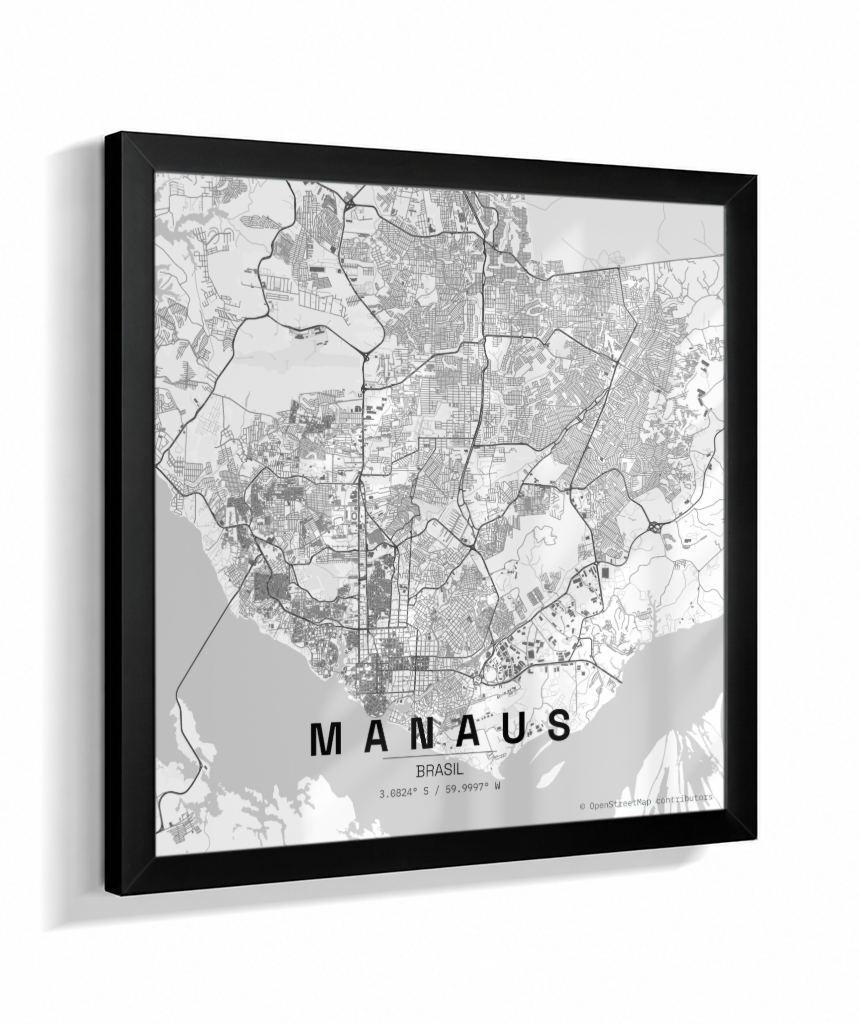Quadro Mapa de Manaus - Quadrado